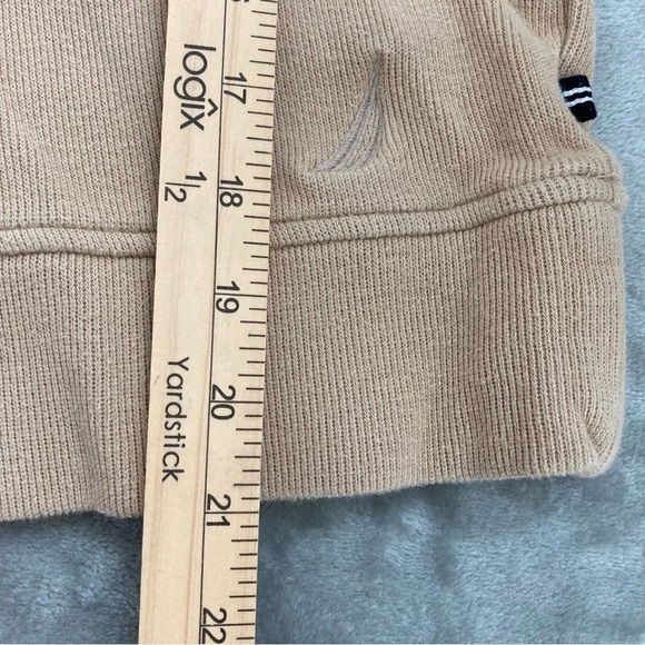 Nautica Tan Shawl Neck Pullover Sweater Medium Fall Winter Casual Classic - Picture 8 of 8